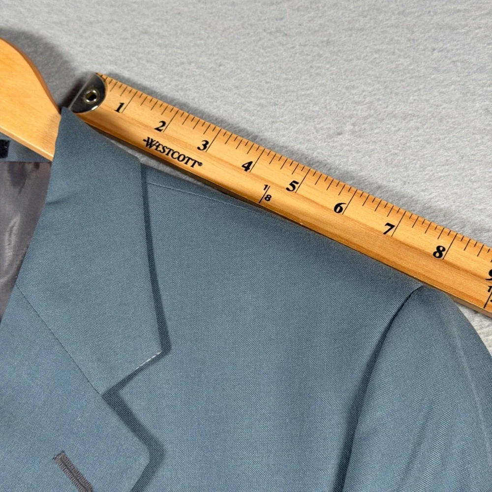 Yves Saint‎ Laurent Pour Homme Wool Blazer Blue Grey 3 Button Jacket Size 54 44R